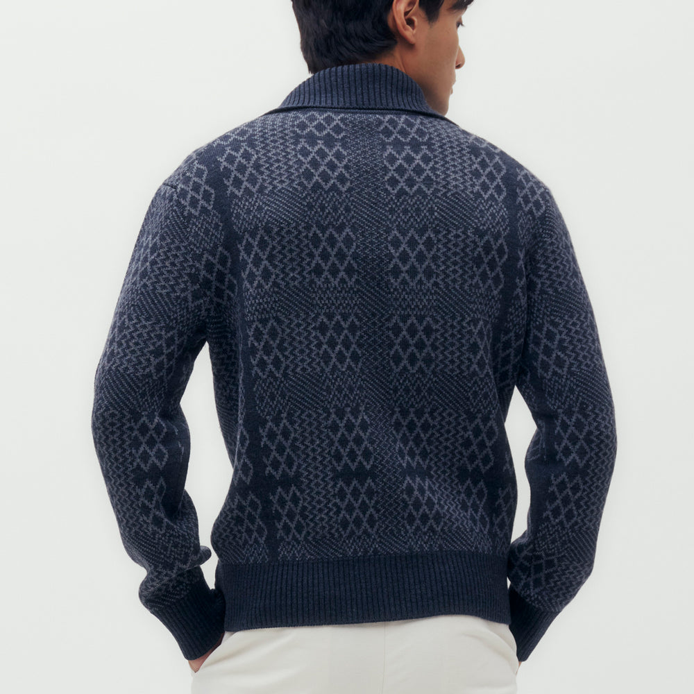 Geo Check Jacquard Cardigan