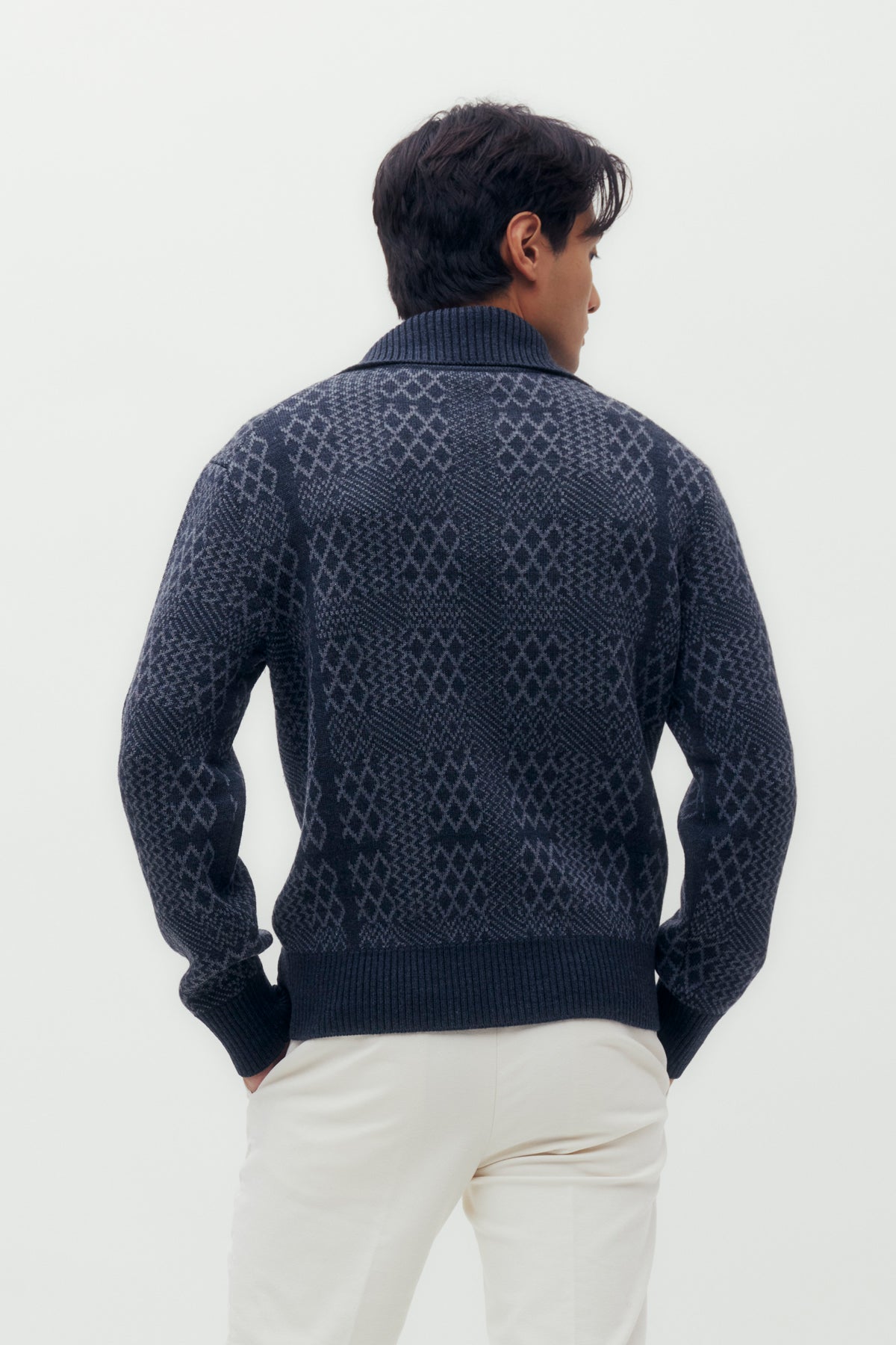 Geo Check Jacquard Cardigan