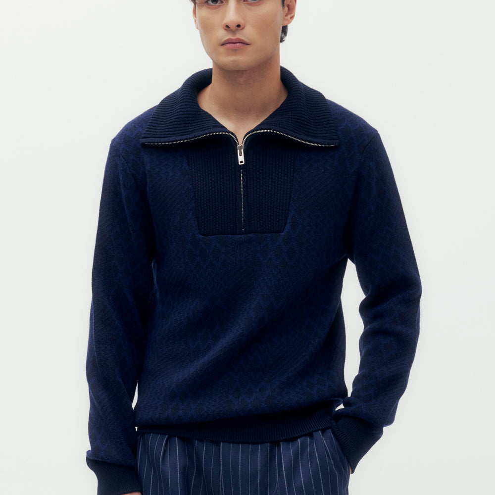 Geo Check Jacquard Sweater