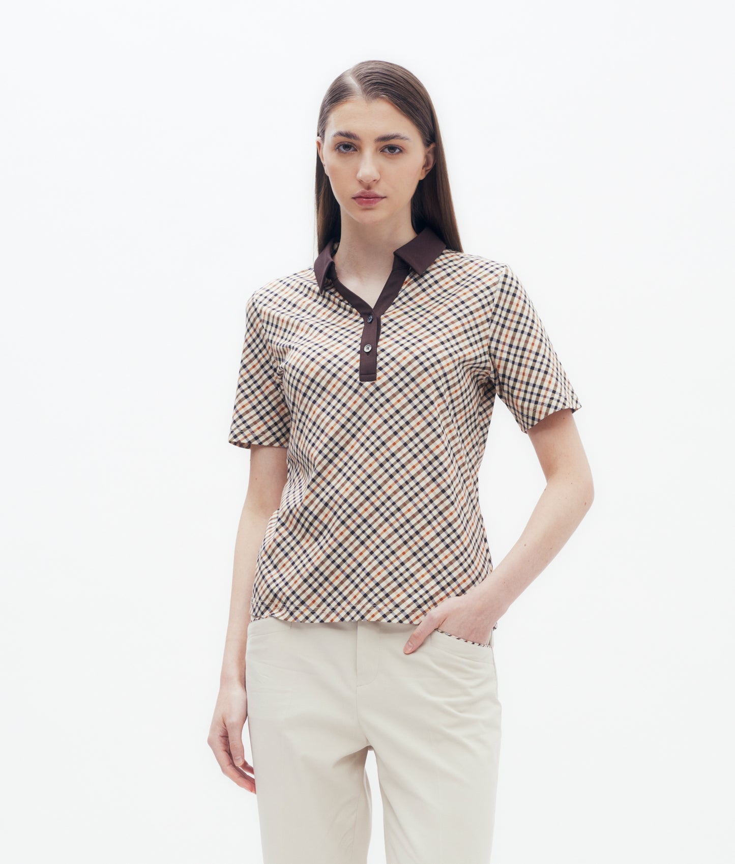 Bias Check V-neck Polo Shirt DAKS Hong Kong