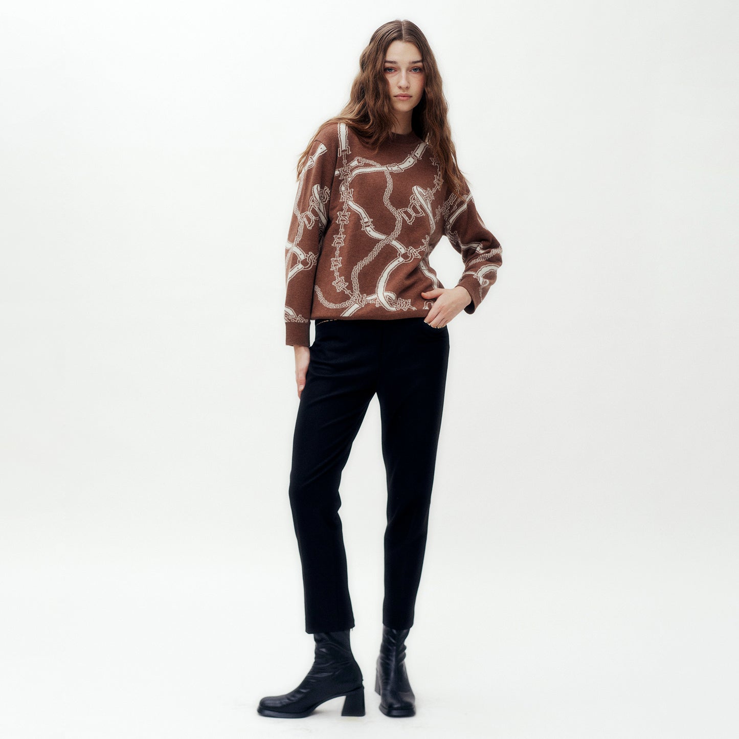 Belt on Cable Knit Sweater DK L