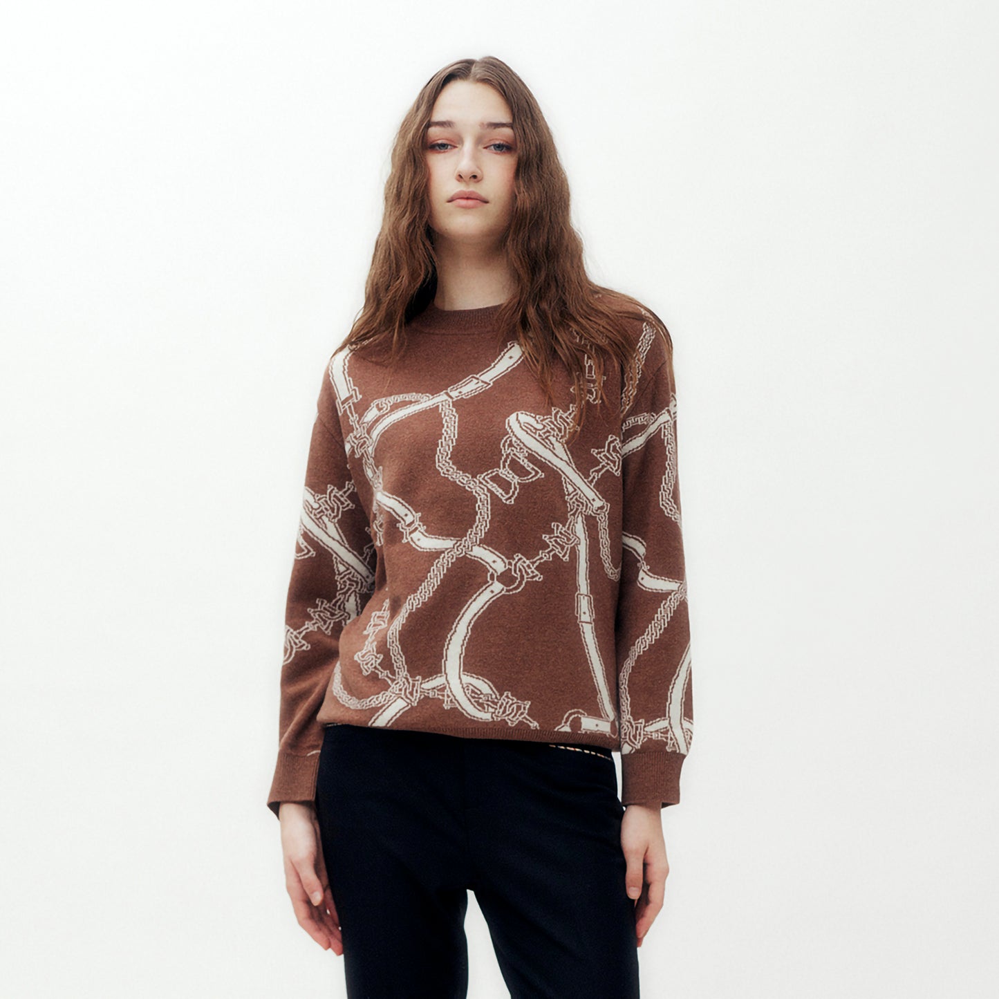 Belt on Cable Knit Sweater DK L