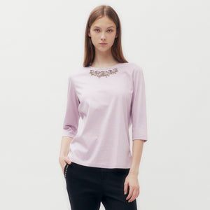 Floral Embroidery Mid Sleeve T-Shirt DAKS Hong Kong