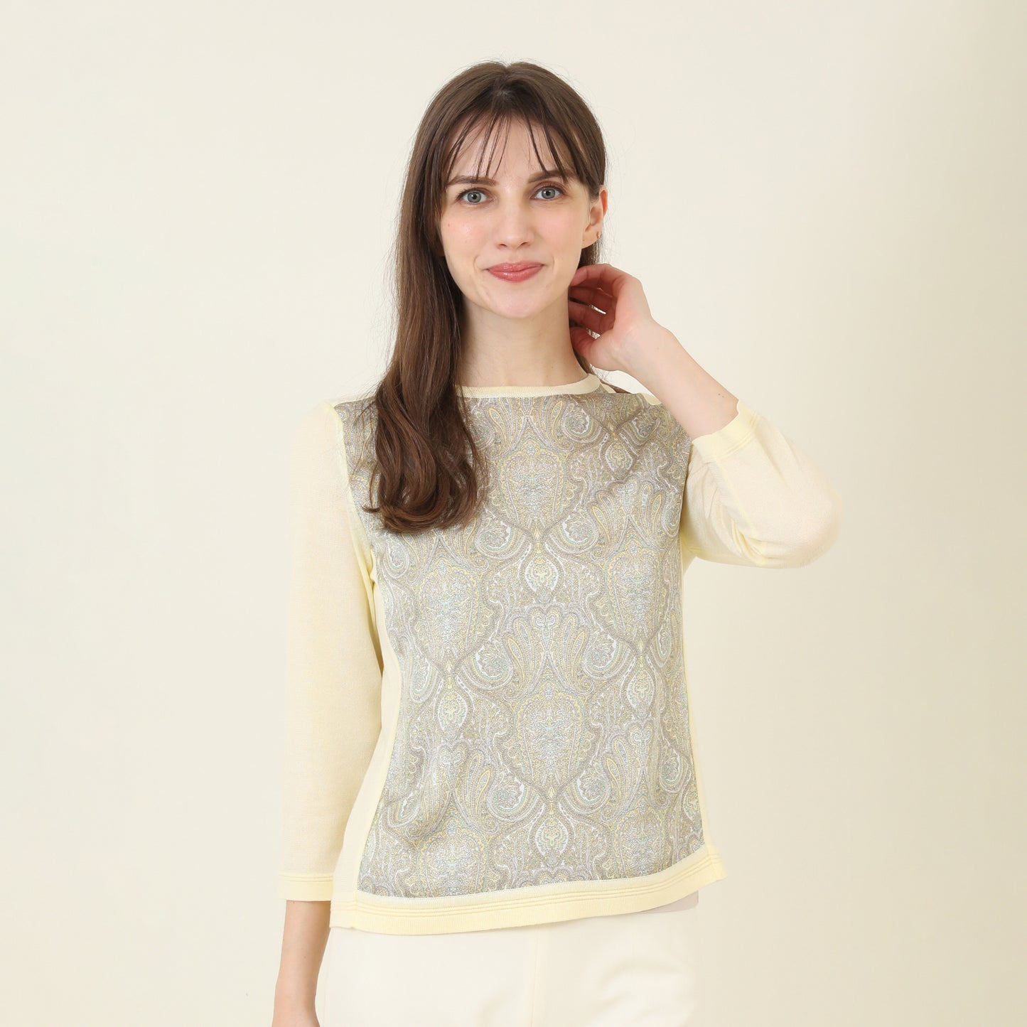 Paisley Print Knit Sweater DK L