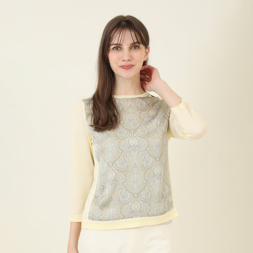Paisley Print Knit Sweater