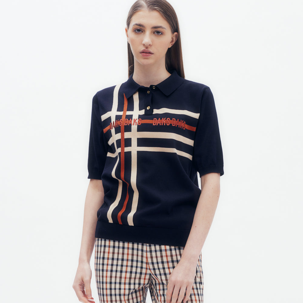 Line Intarsia Knit Polo DAKS Hong Kong