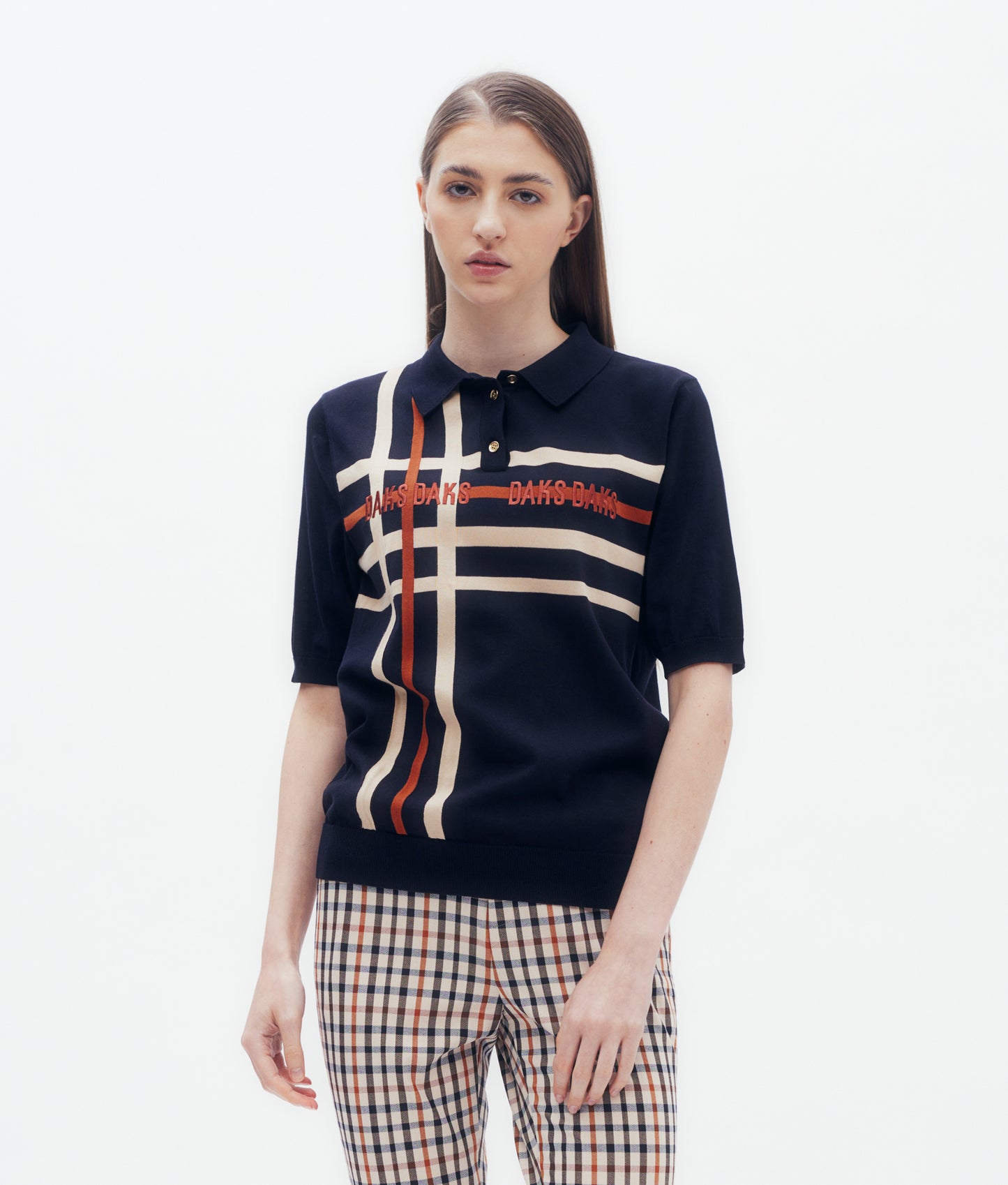 Line Intarsia Knit Polo DAKS Hong Kong