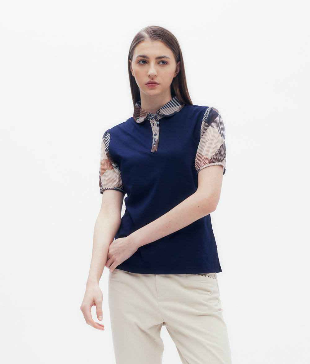 Check Sheer Sleeve Polo Shirt DAKS Hong Kong