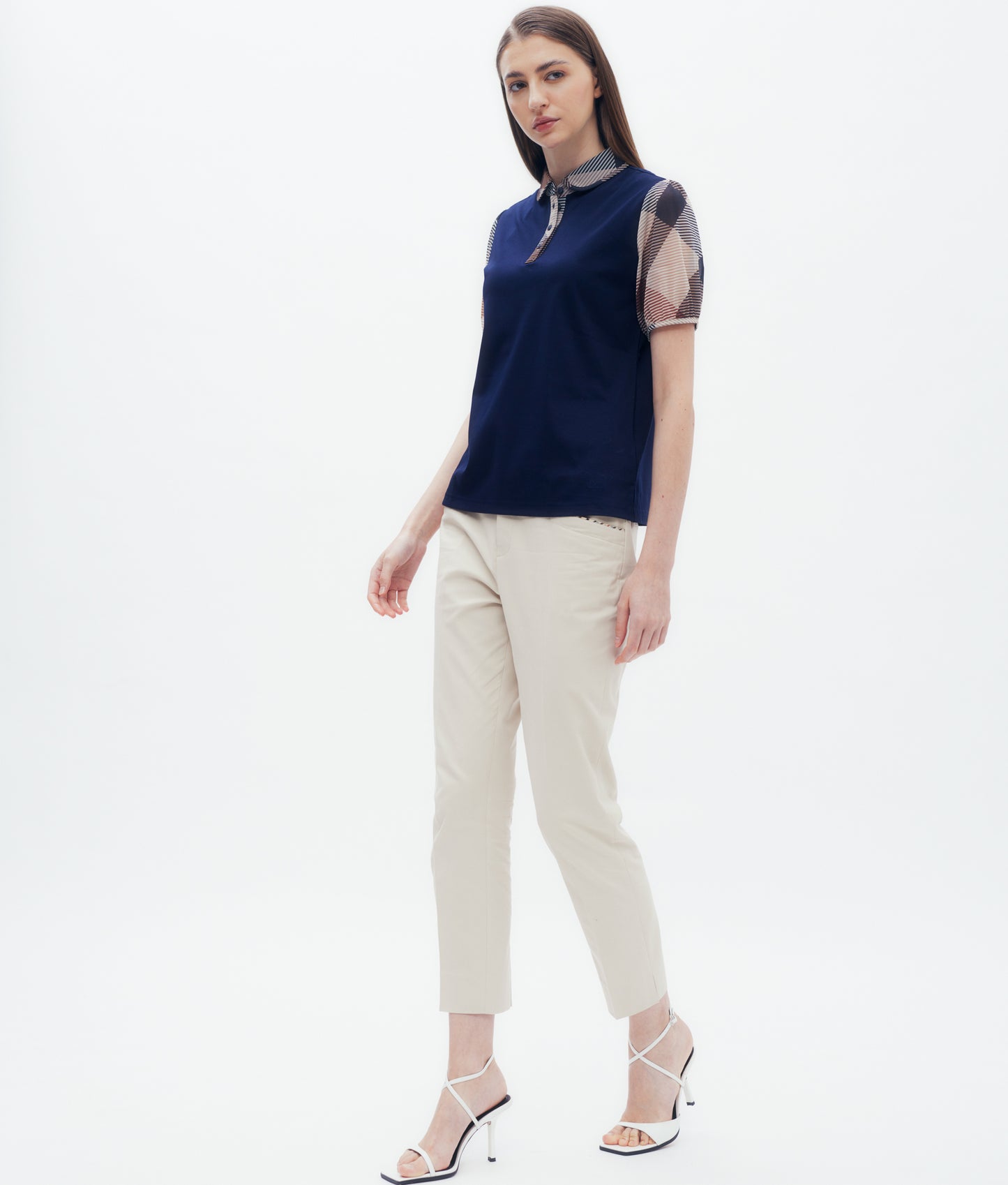 Check Sheer Sleeve Polo Shirt DAKS Hong Kong