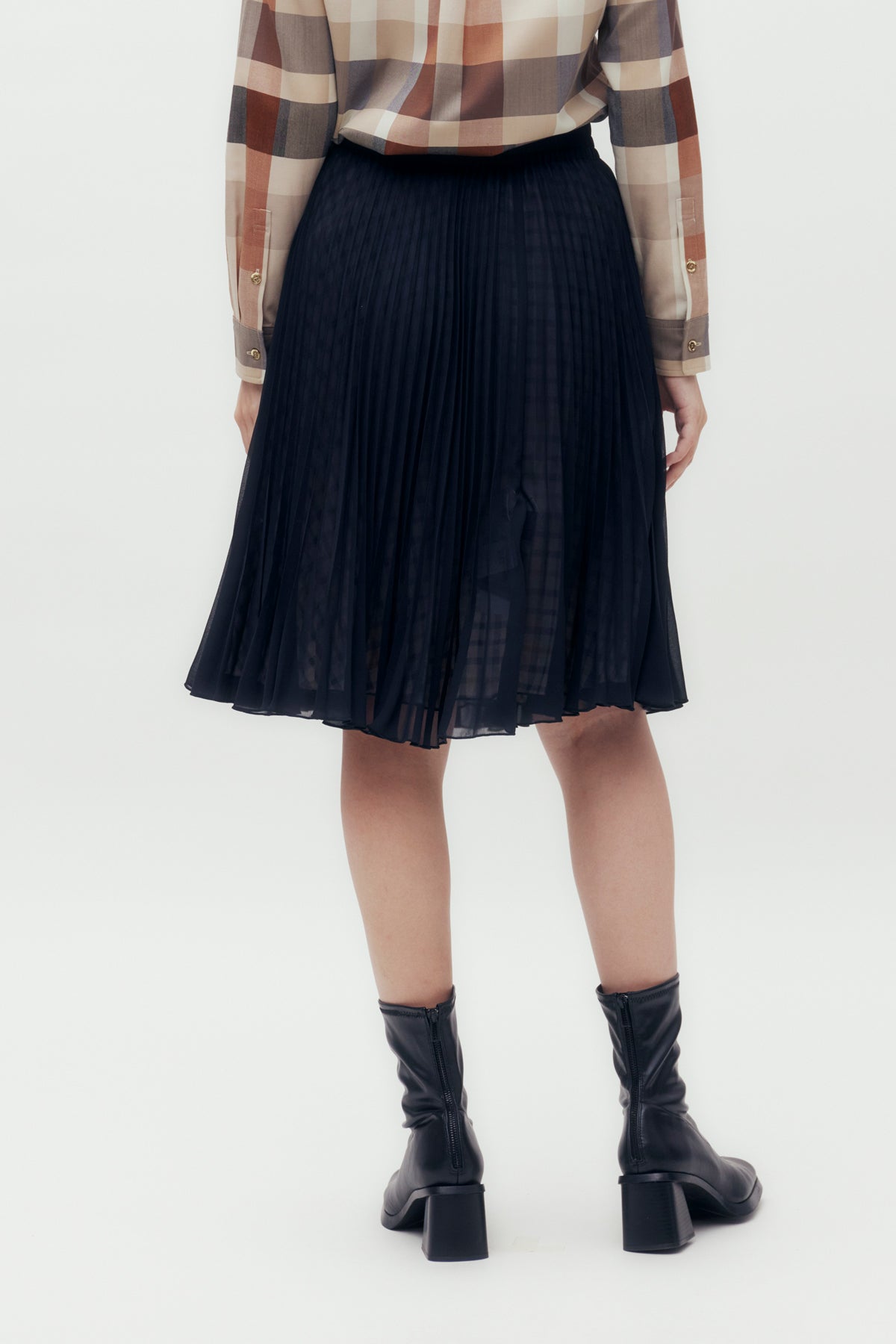 Reversible House Check Midi Skirt