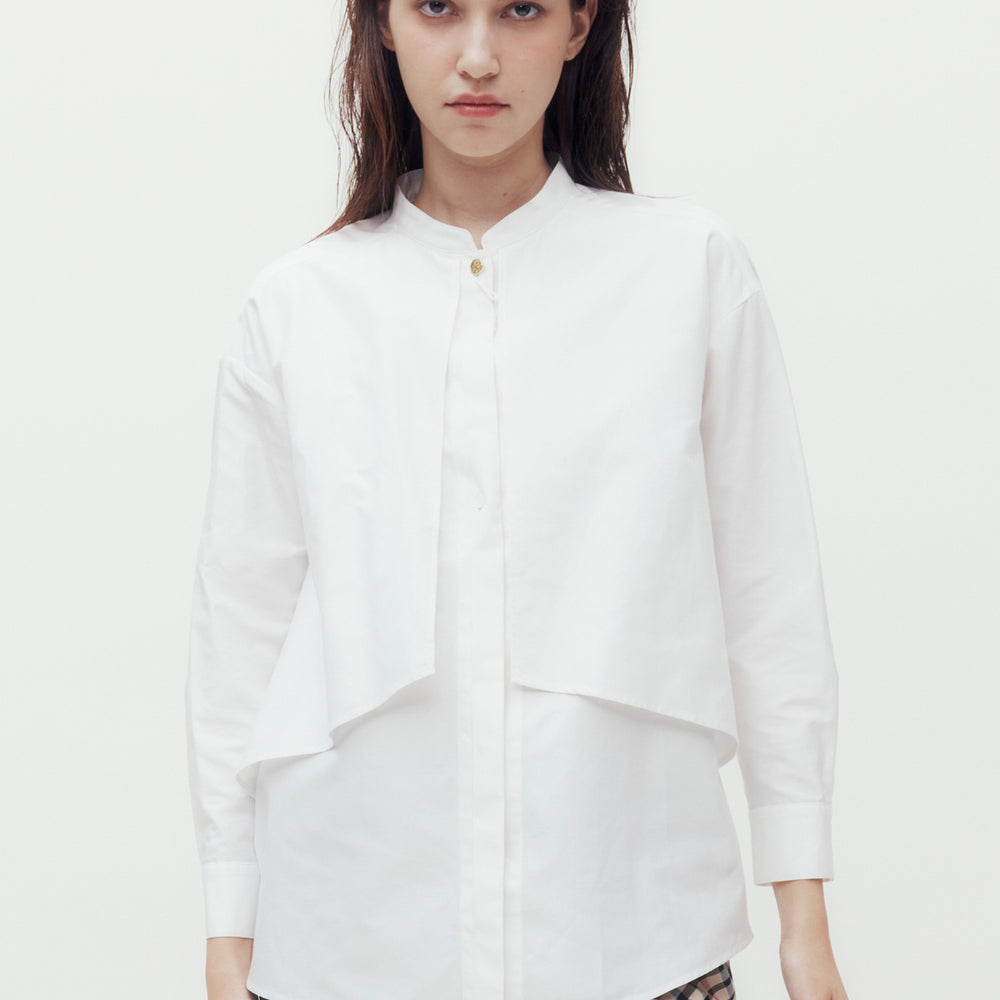 Two layered Band Collar Blouse