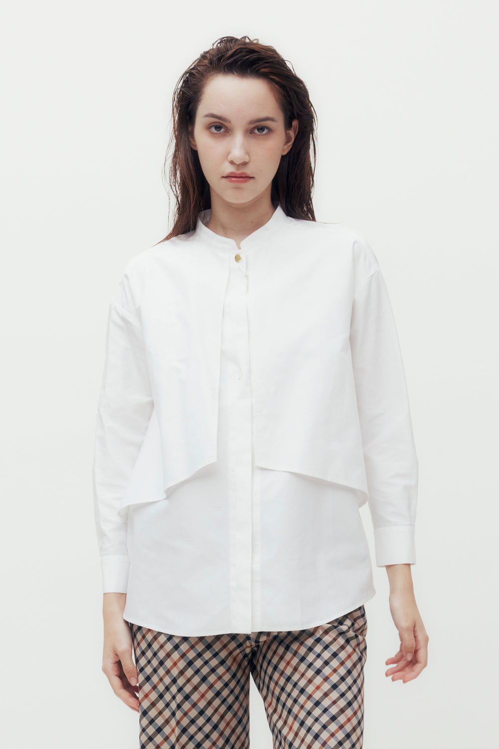 Two layered Band Collar Blouse