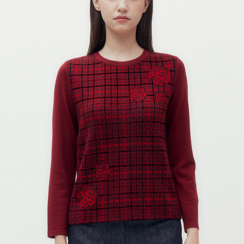 Carnation Check Sweater