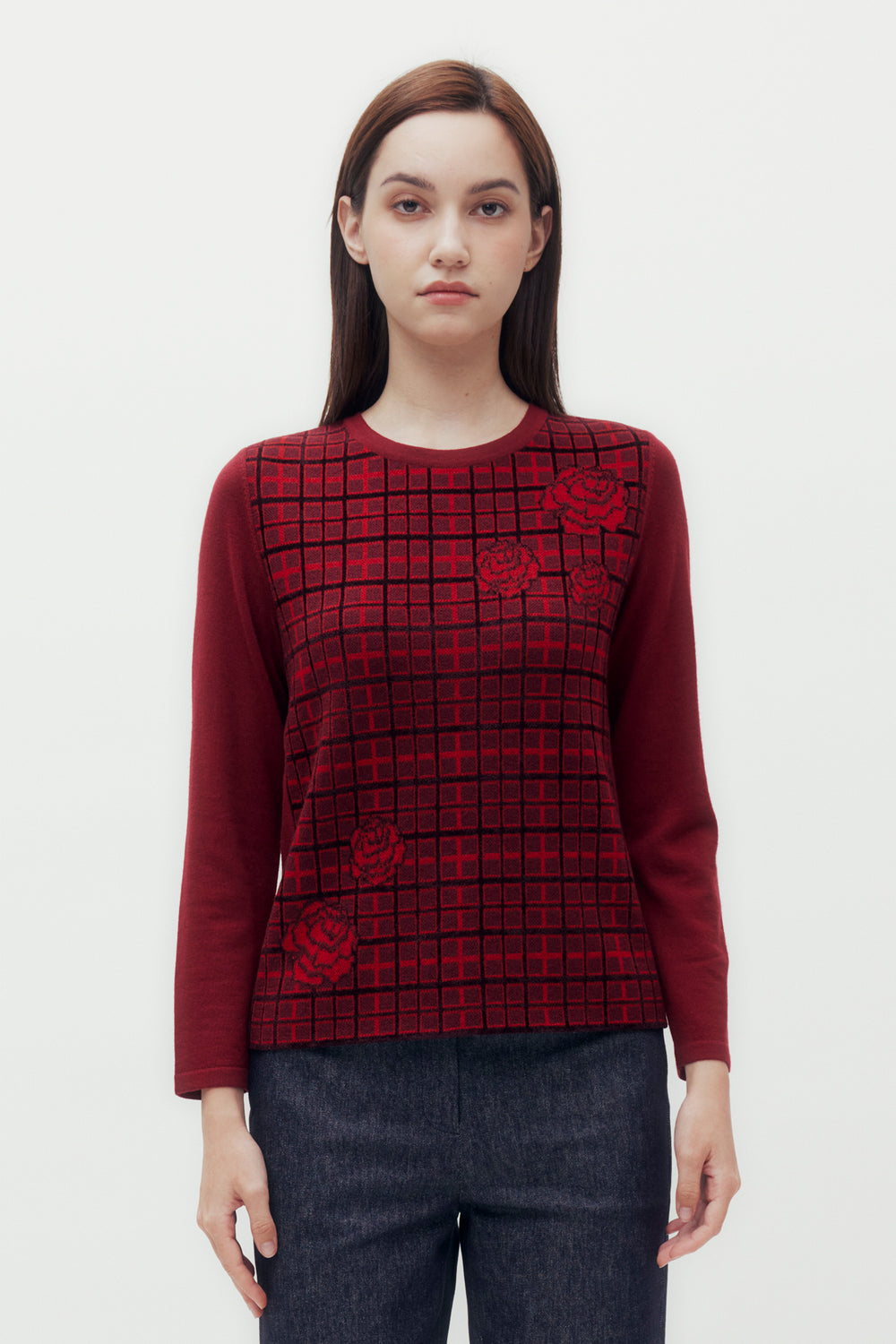 Carnation Check Sweater