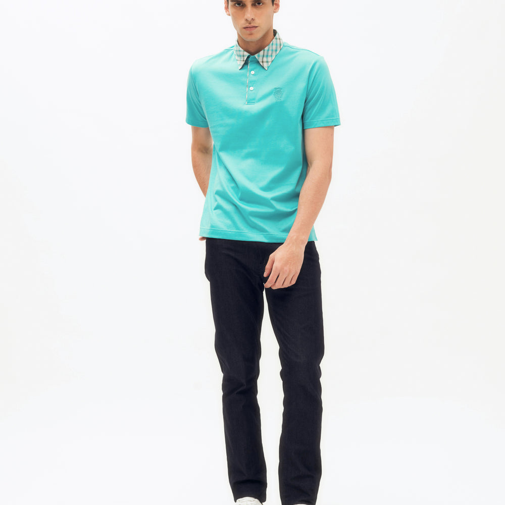 Seasonal Bias Check Collar Polo Shirt