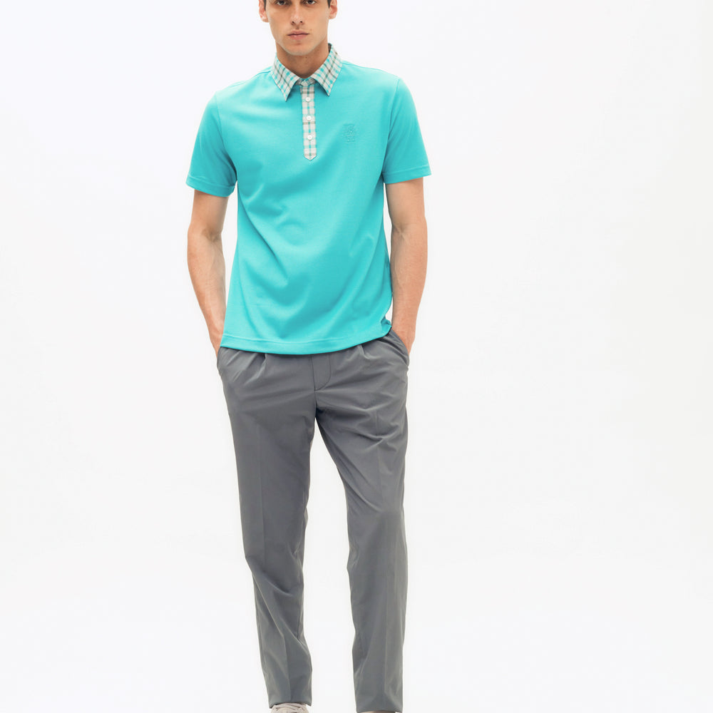 Seasonal Check Collar Polo Shirt DG M