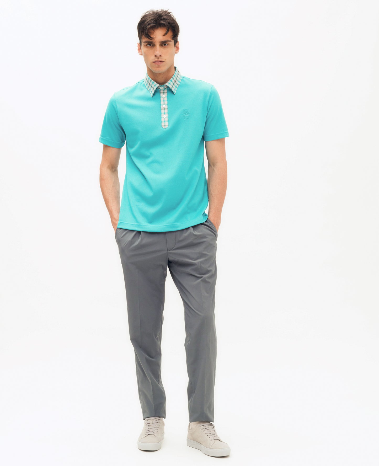 Seasonal Check Collar Polo Shirt DG M