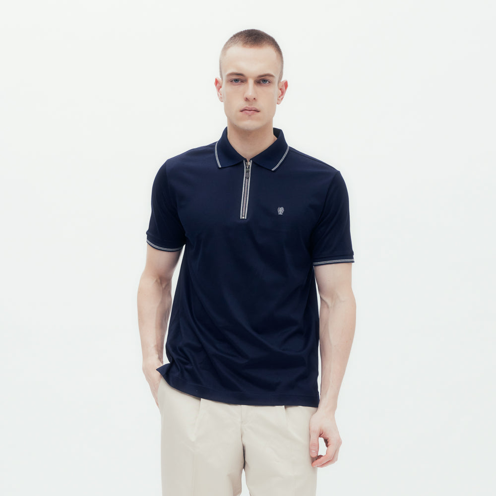 Coat of Arms Logo Zip Polo Shirt DAKS Hong Kong