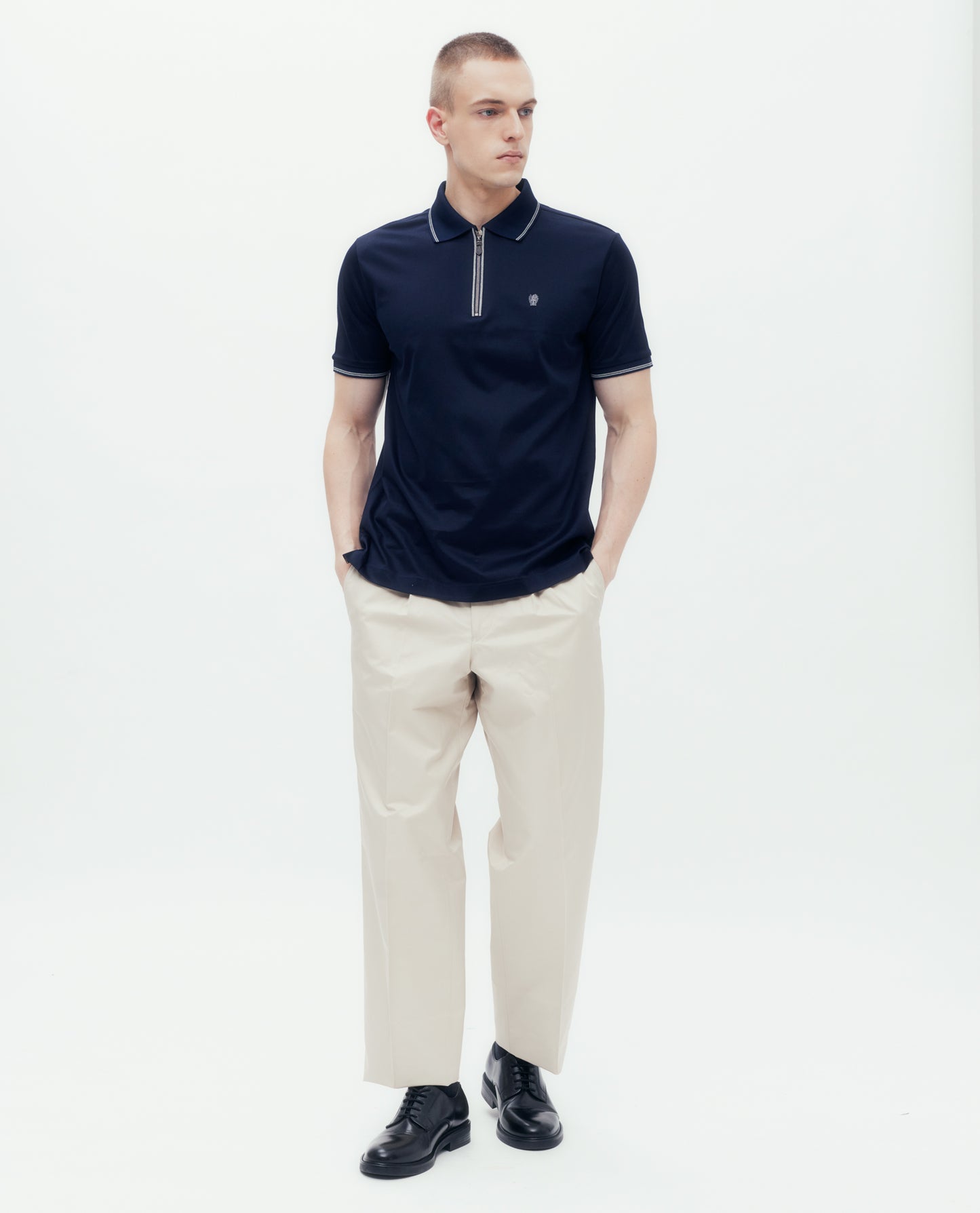 Coat of Arms Logo Zip Polo Shirt DAKS Hong Kong