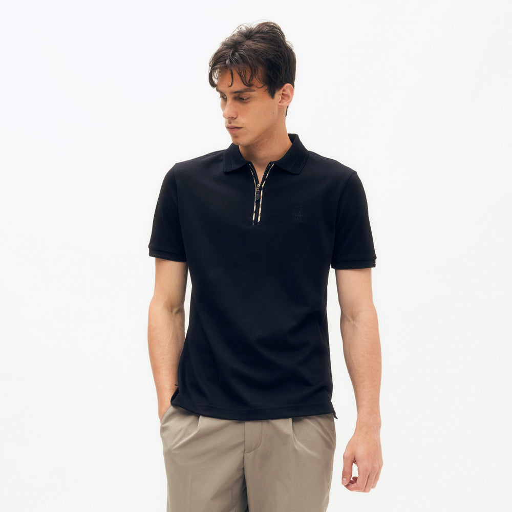 
                      
                        Check Piping Zip Polo Shirt DG M
                      
                    