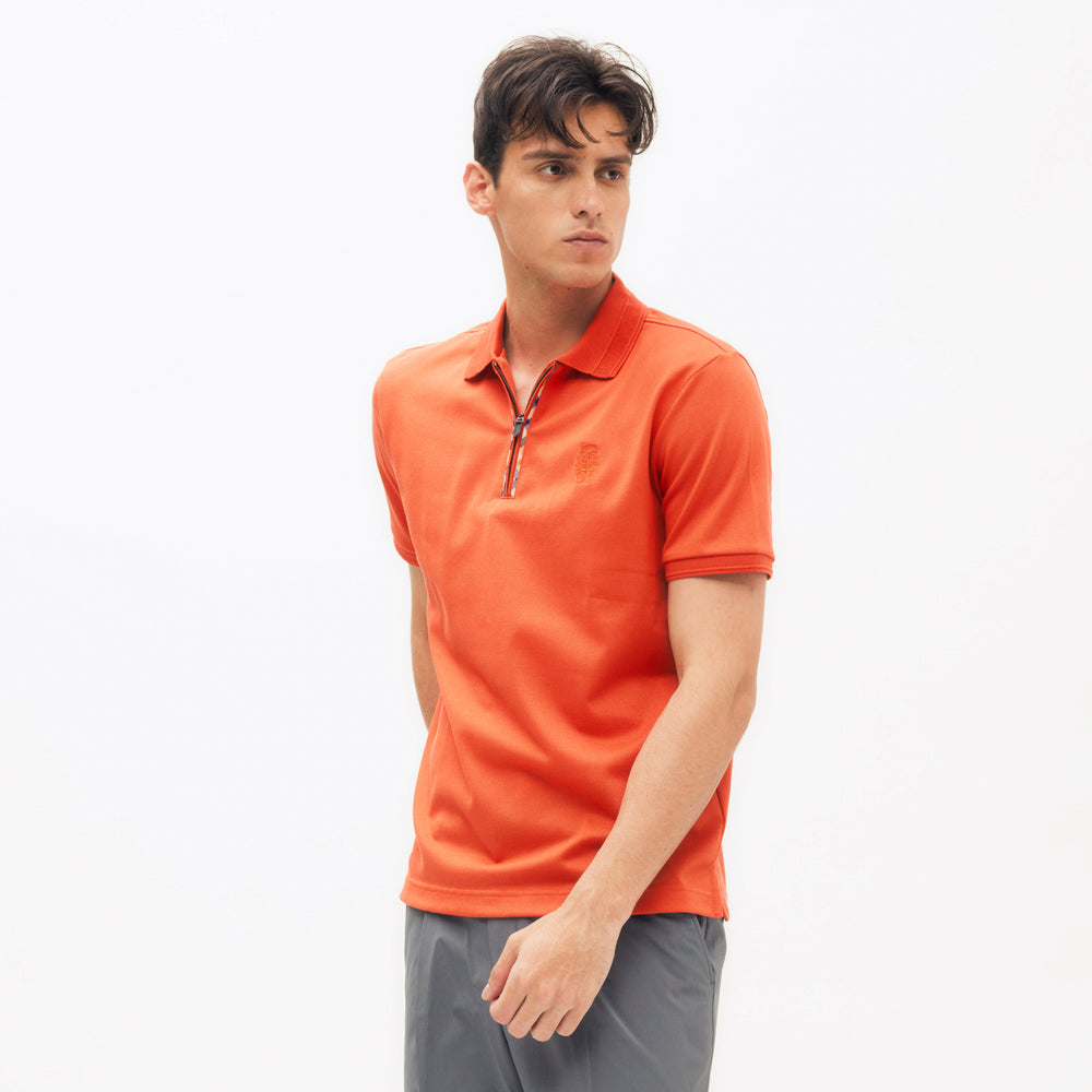 
                      
                        Check Piping Zip Polo Shirt DG M
                      
                    