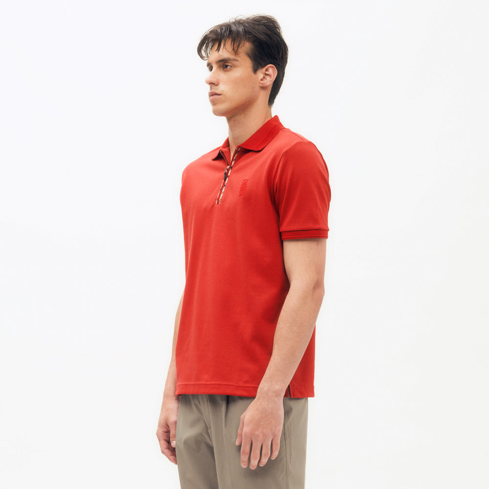 
                      
                        Check Piping Zip Polo Shirt DG M
                      
                    