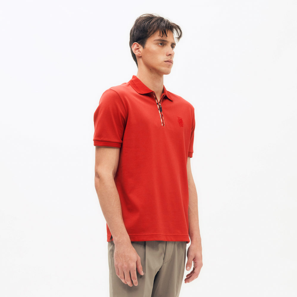 
                      
                        Check Piping Zip Polo Shirt DG M
                      
                    