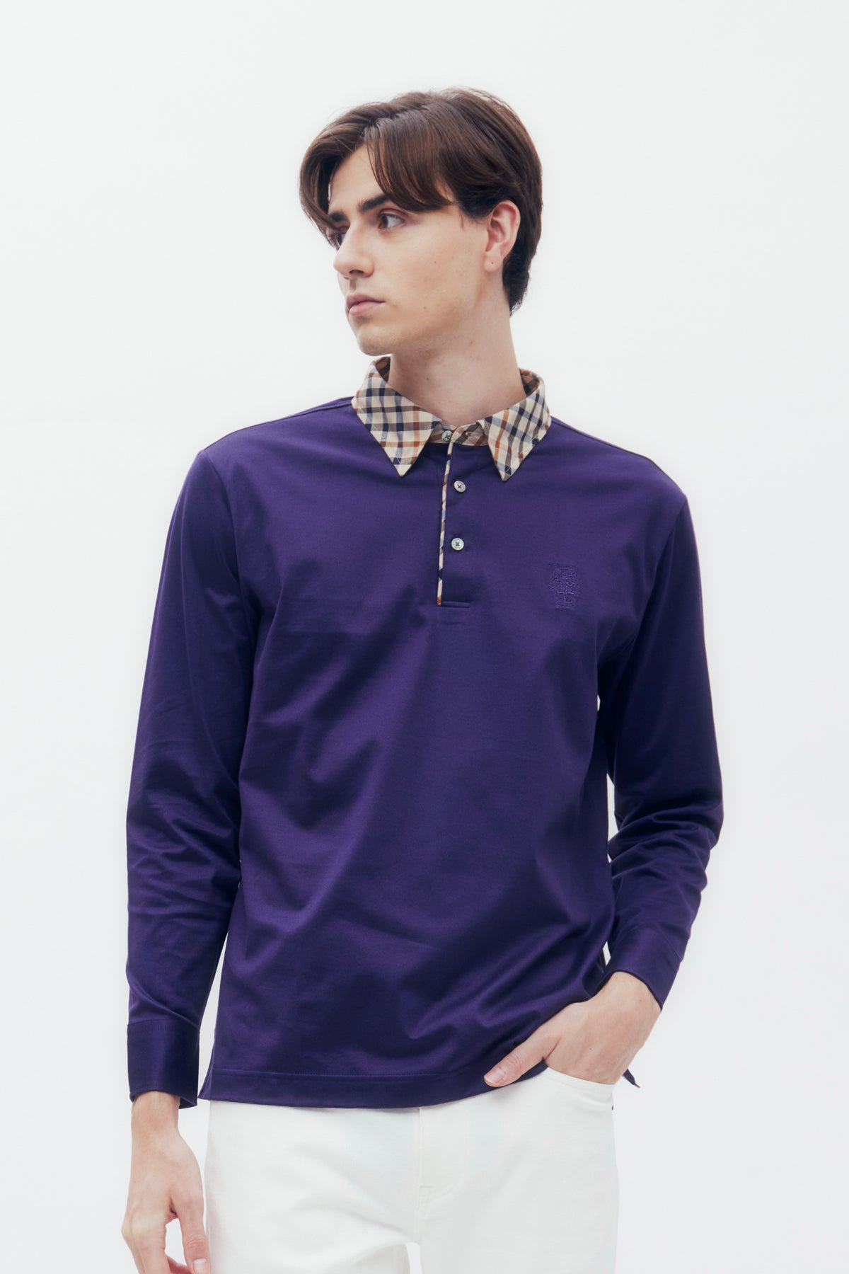 Bias Check Collar Polo Shirt