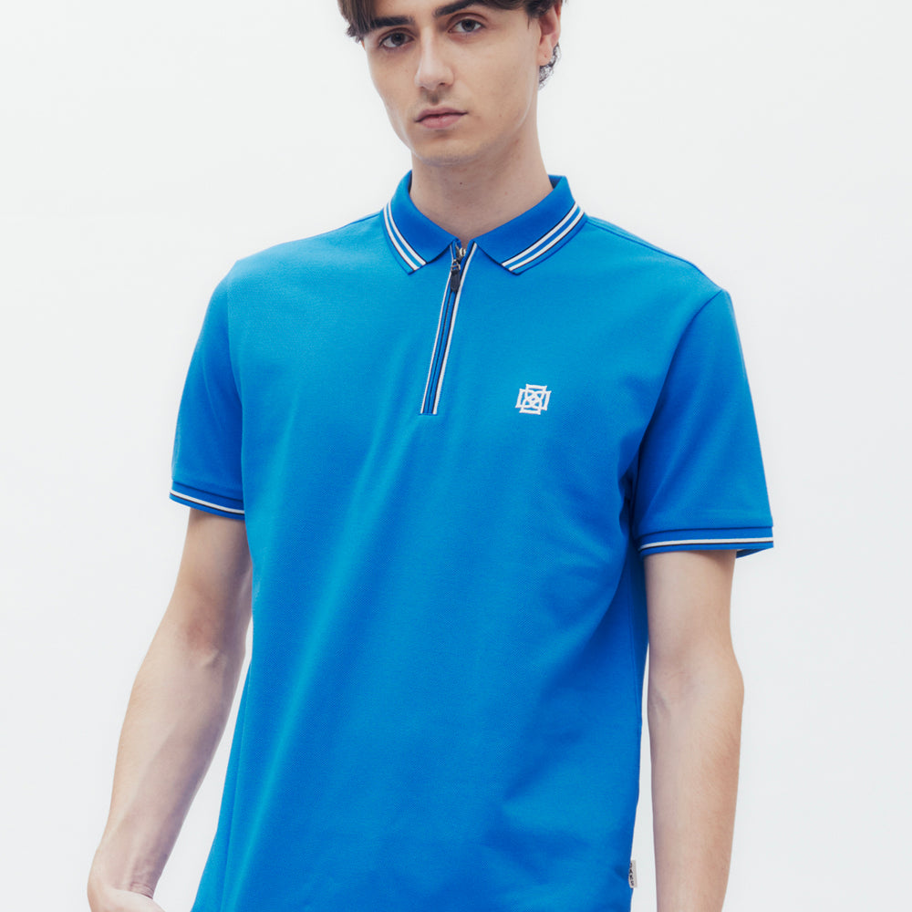 Interlocking DD Logo Zip Polo Shirt