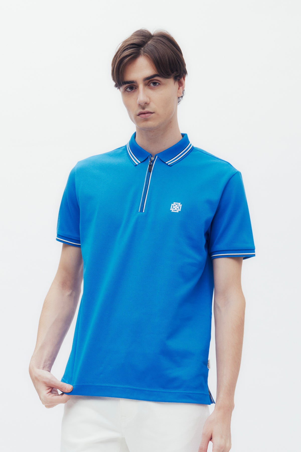 Interlocking DD Logo Zip Polo Shirt