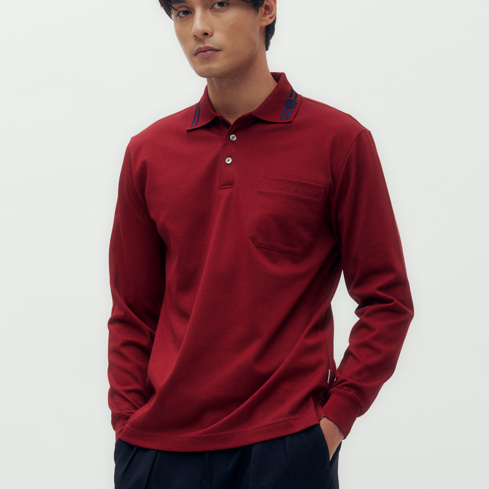 Stripes on Collar Polo Shirt