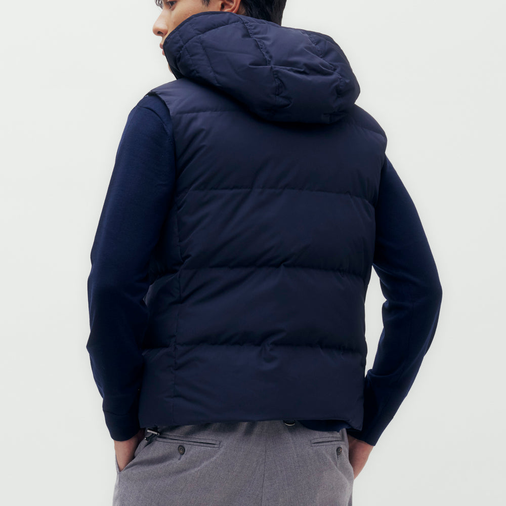 Quilted Down Vest with Hood