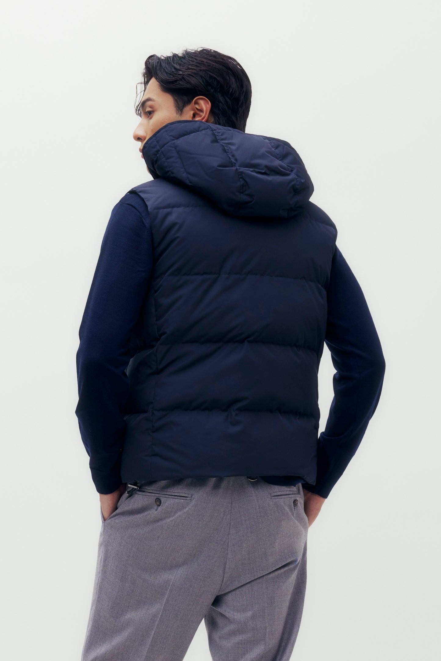 Quilted Down Vest with Hood