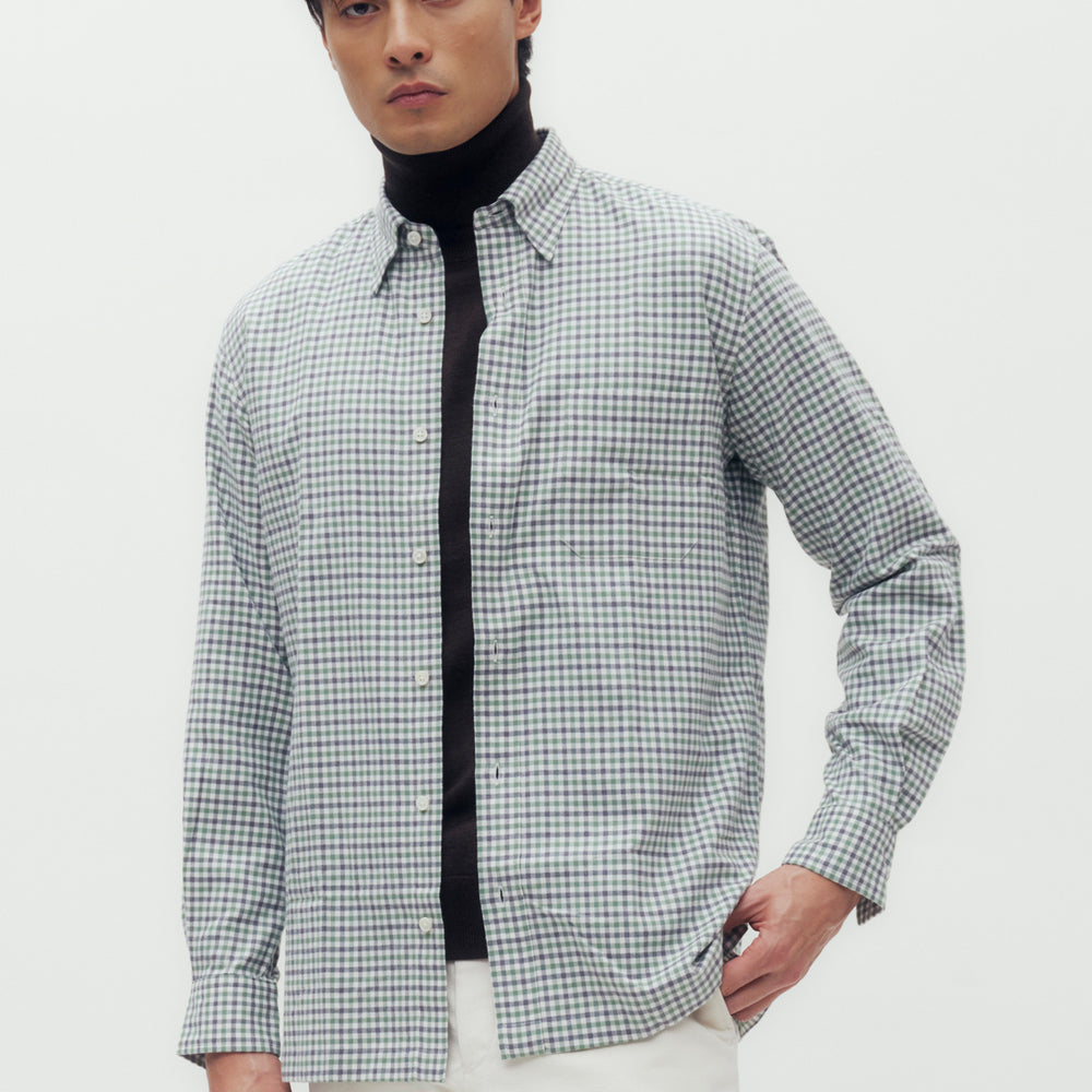 Gingham Check Cotton Shirt