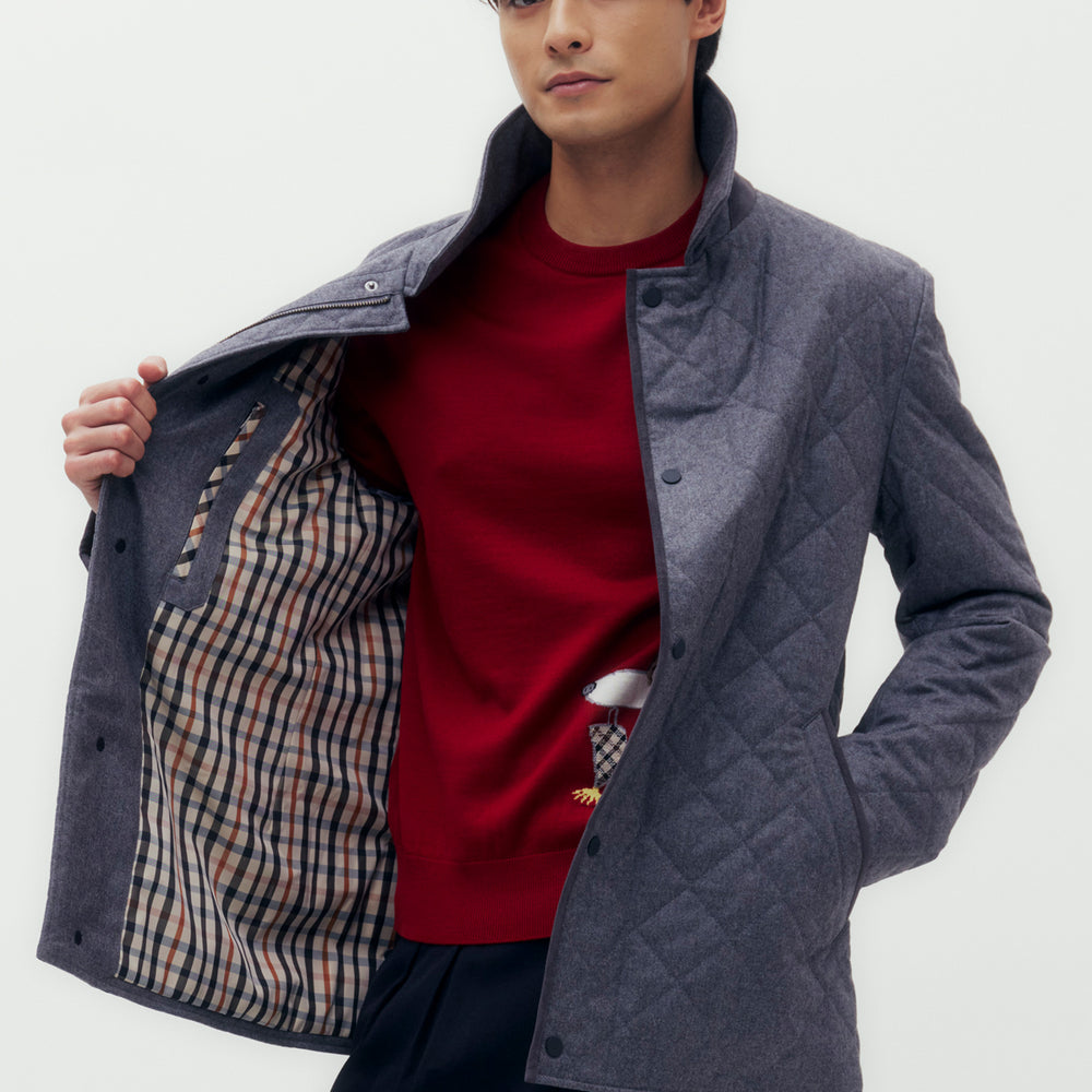 Quilted Blouson Wool Jacket