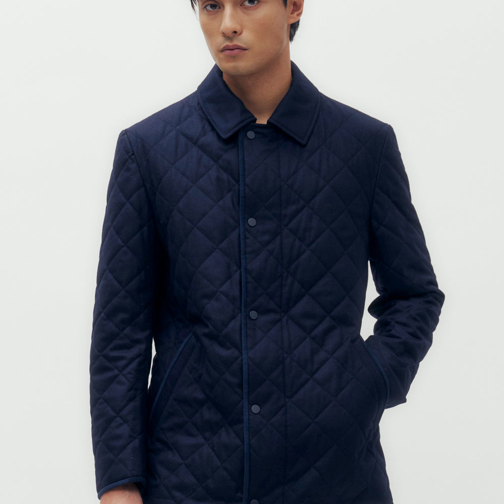 
                      
                        Quilted Blouson Wool Jacket
                      
                    