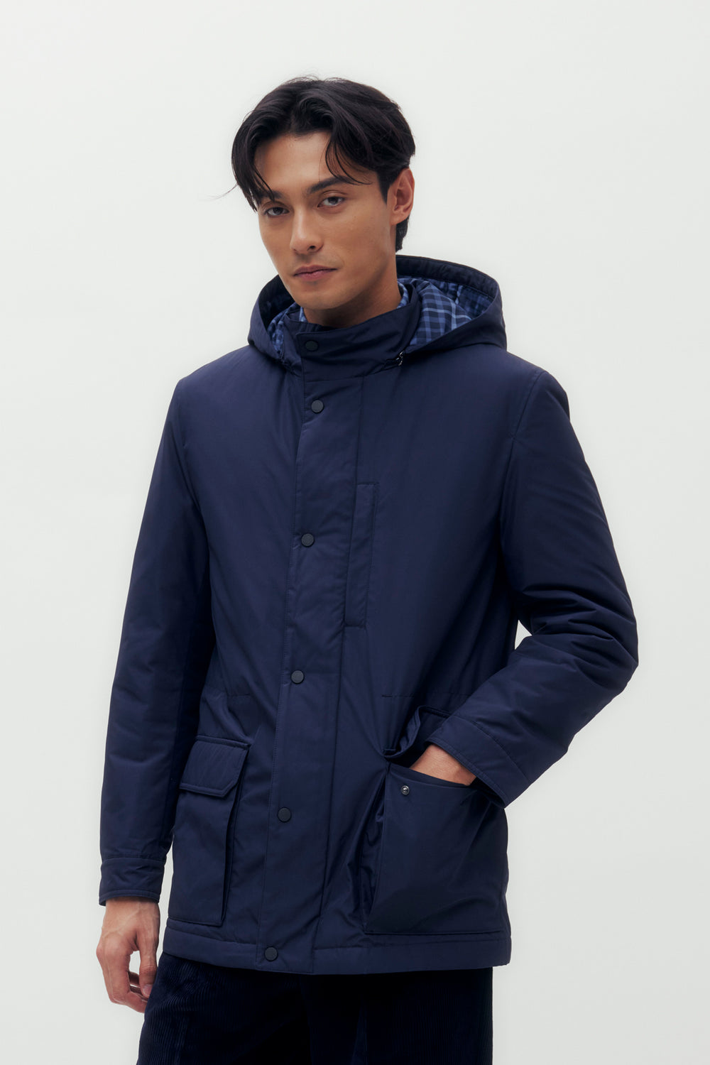 Large Pocket Blouson Jacket with Hood