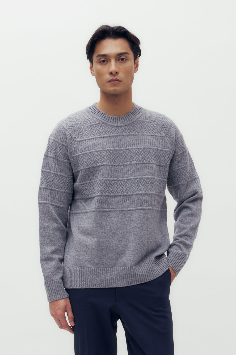 Jacquard Crew Neck Sweater