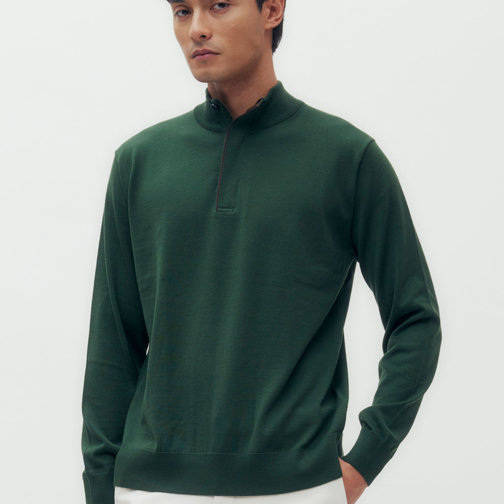 Stand Collar Polo Sweater