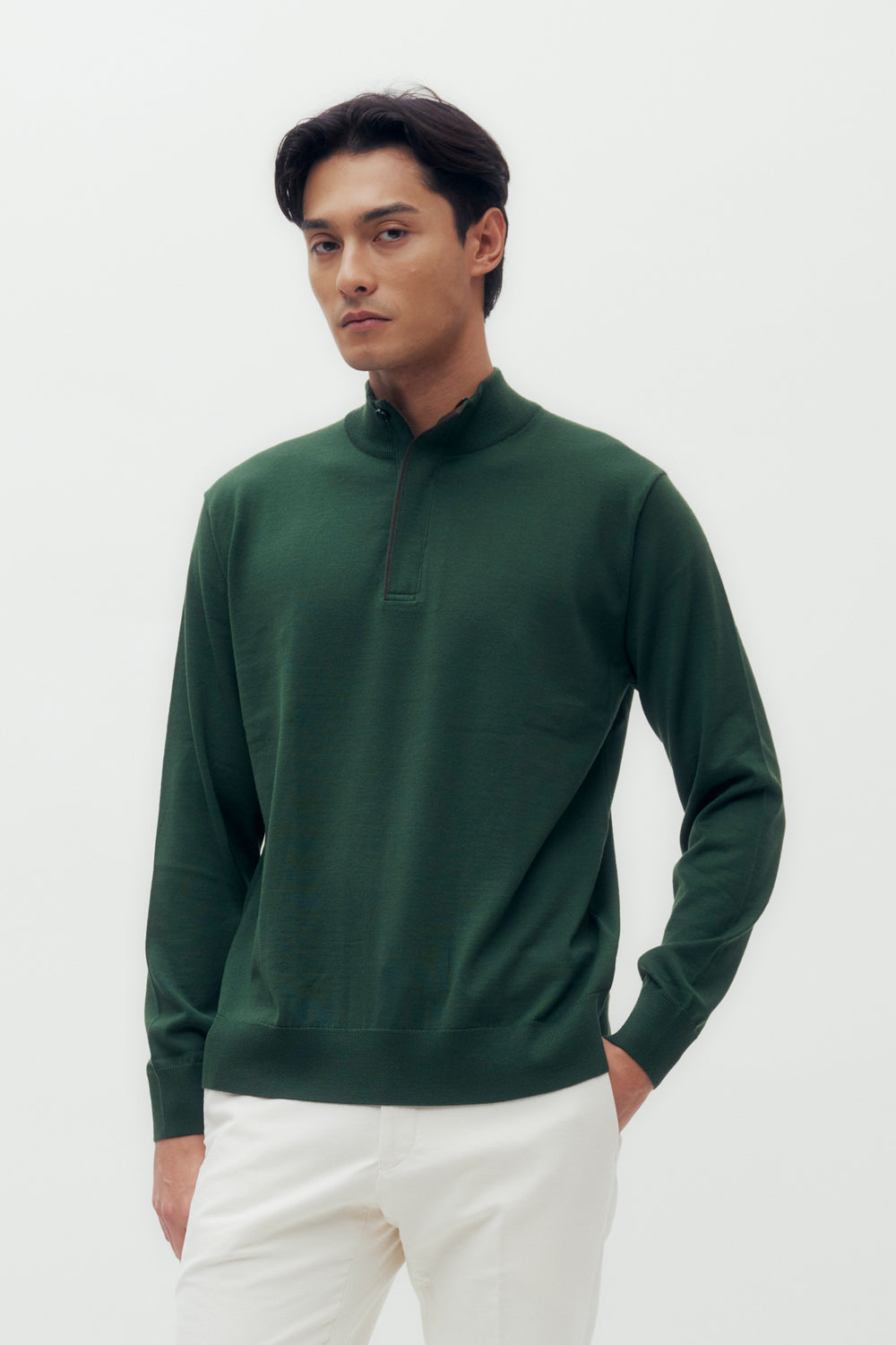 Stand Collar Polo Sweater