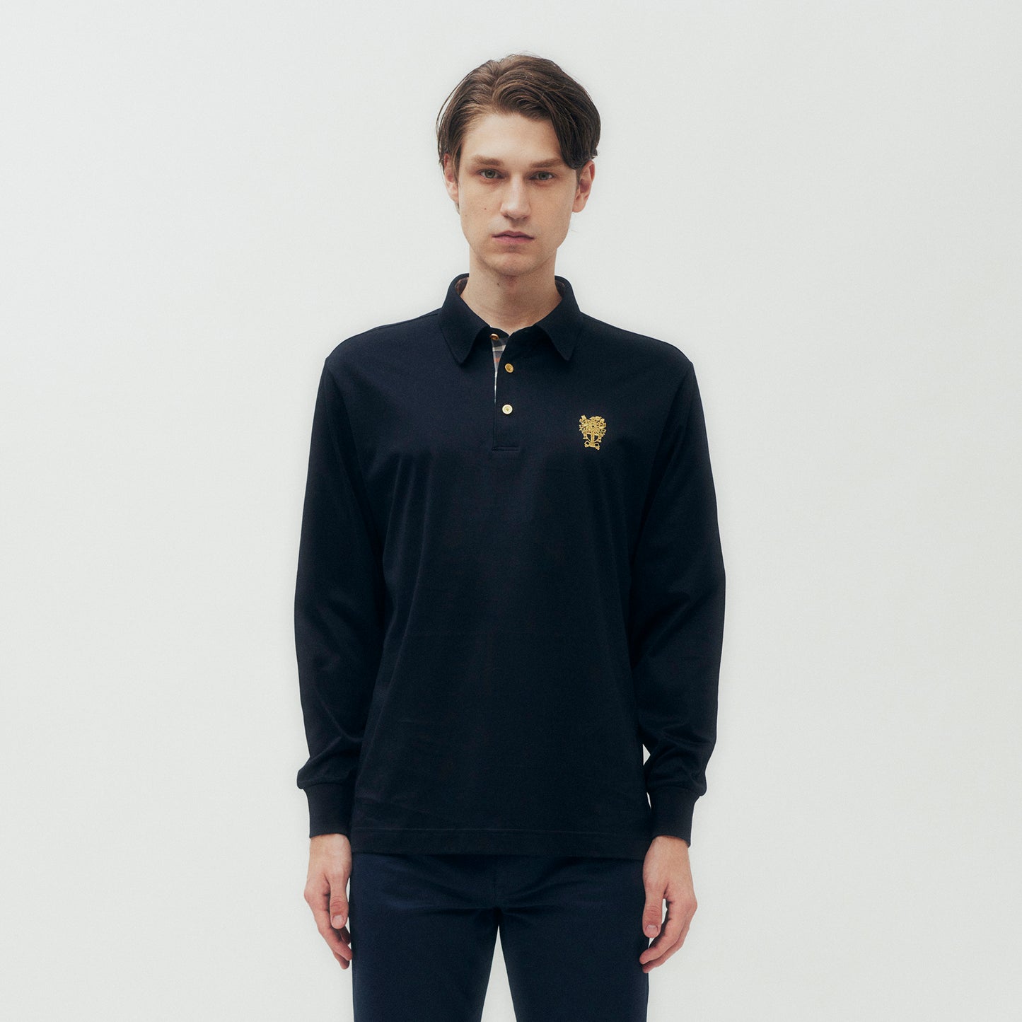 Coat of Arms Logo Polo Shirt with Lamé Embroidery DAKS Hong Kong