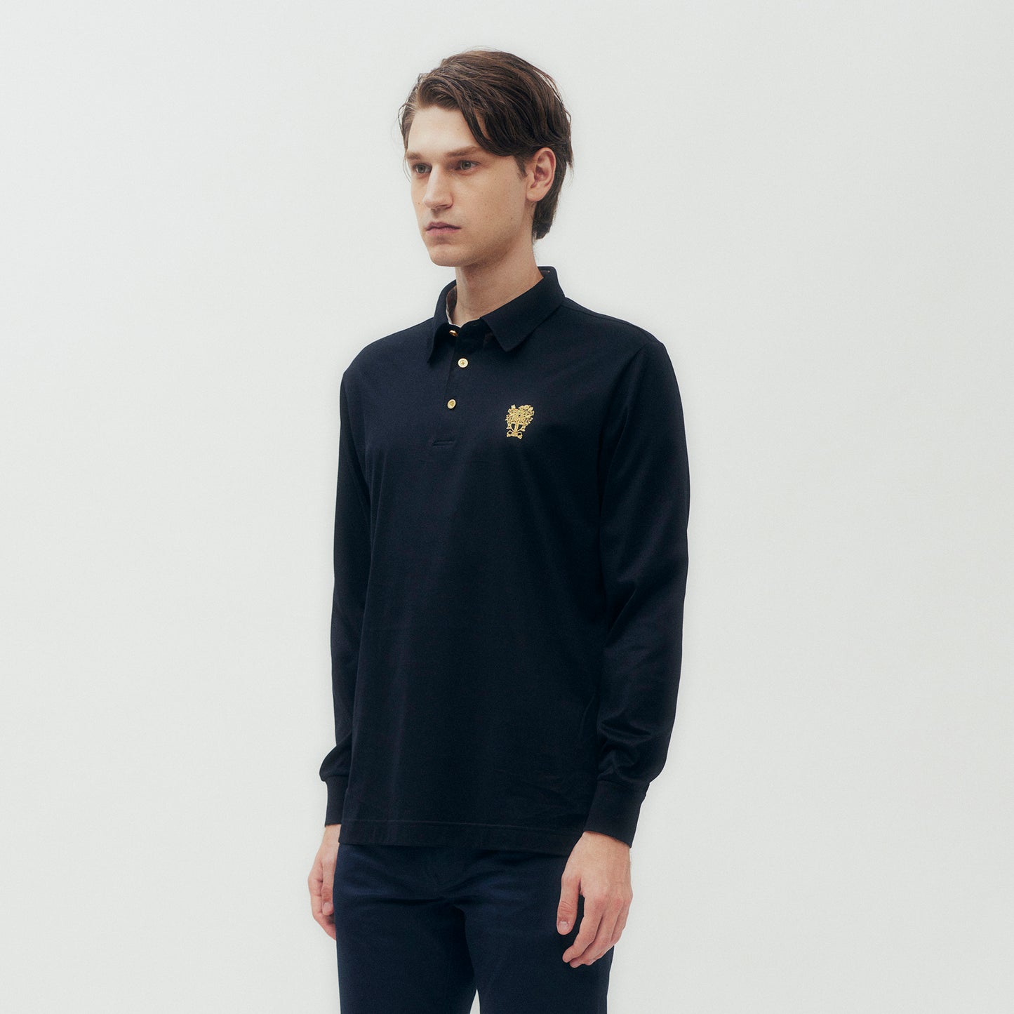 Coat of Arms Logo Polo Shirt with Lamé Embroidery DAKS Hong Kong