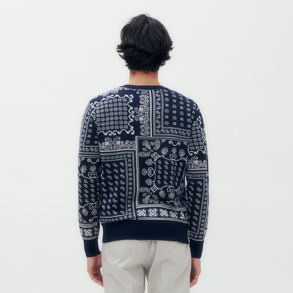Scarf Print Knit Sweater