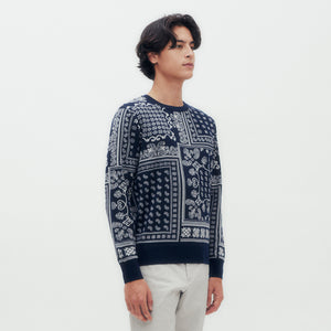 Scarf Print Knit Sweater