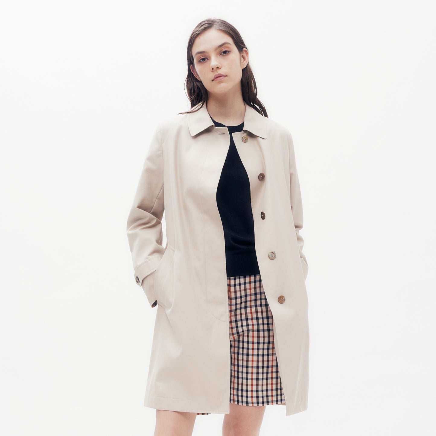 House Check Collar Long Coat DAKS Hong Kong