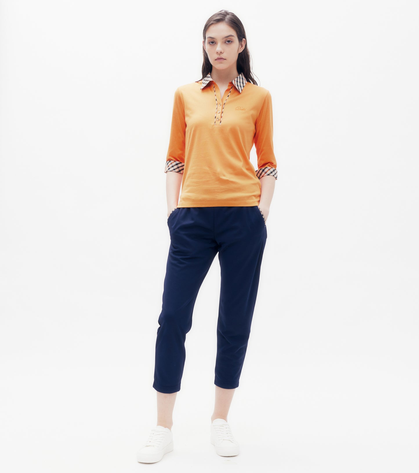 V-neck House Check Polo Shirt DG L