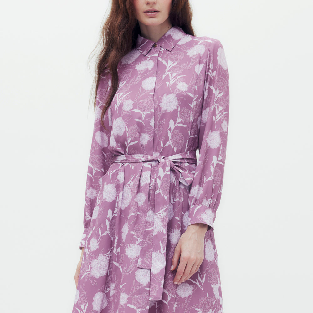 Carnation Print Shirt Dress