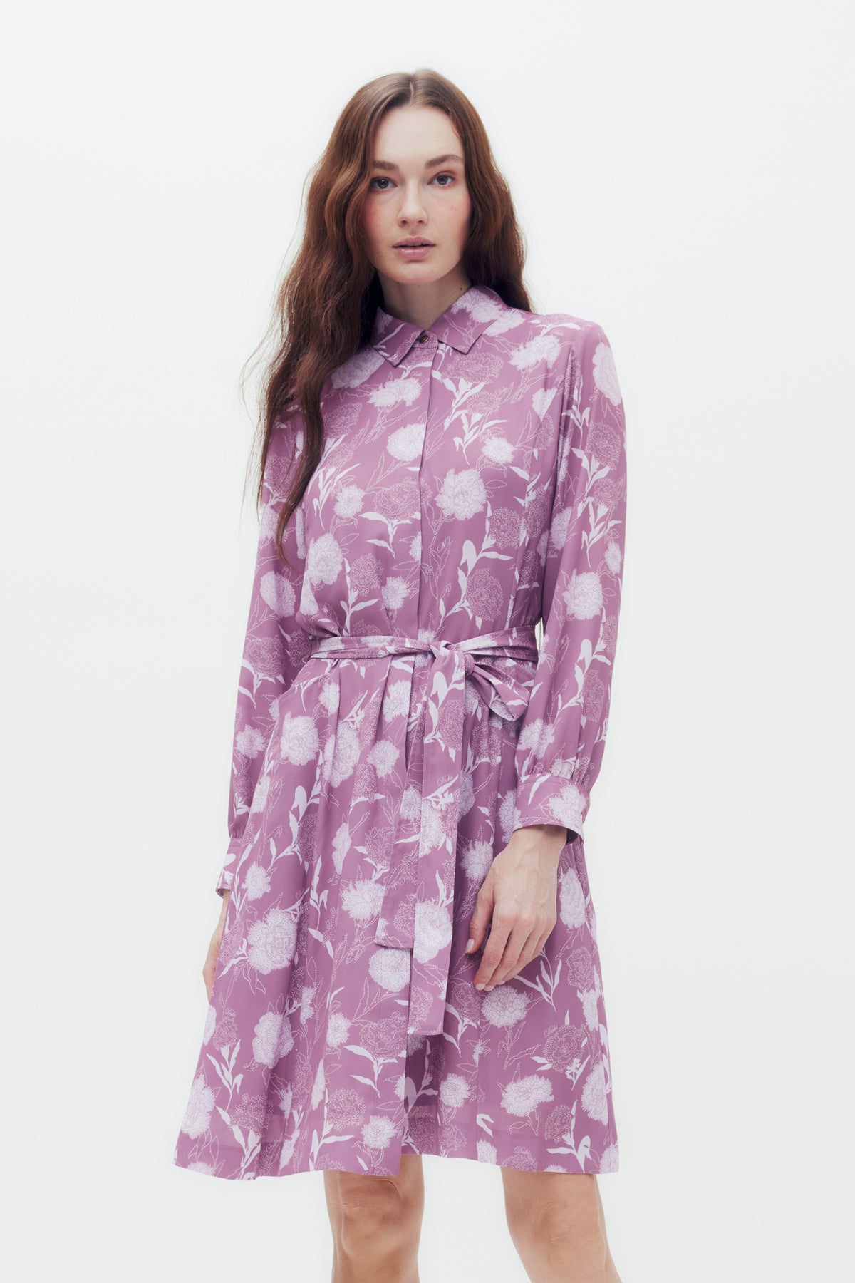 Carnation Print Shirt Dress