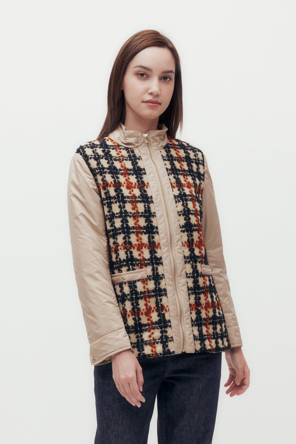 Jacquard Patched Blouson Jacket