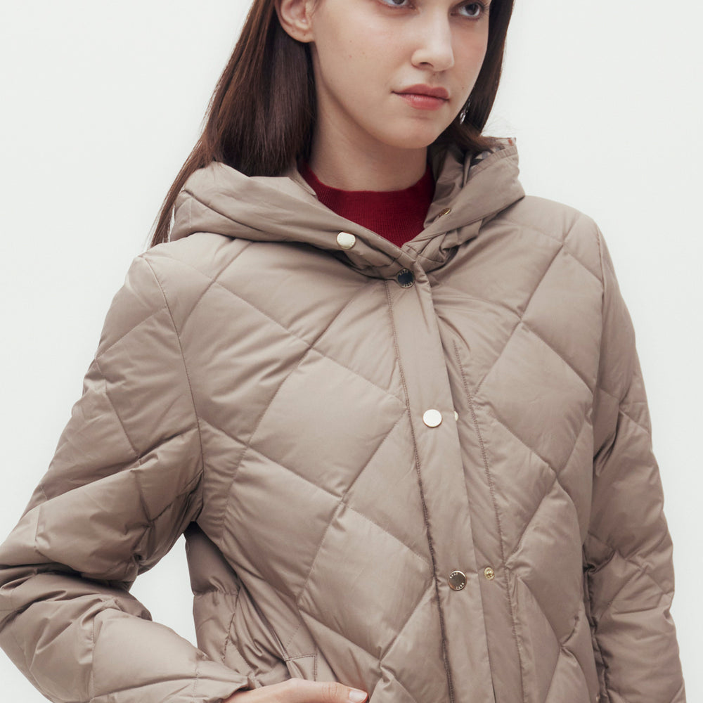 
                      
                        Quilted Down Jacket with Hood
                      
                    